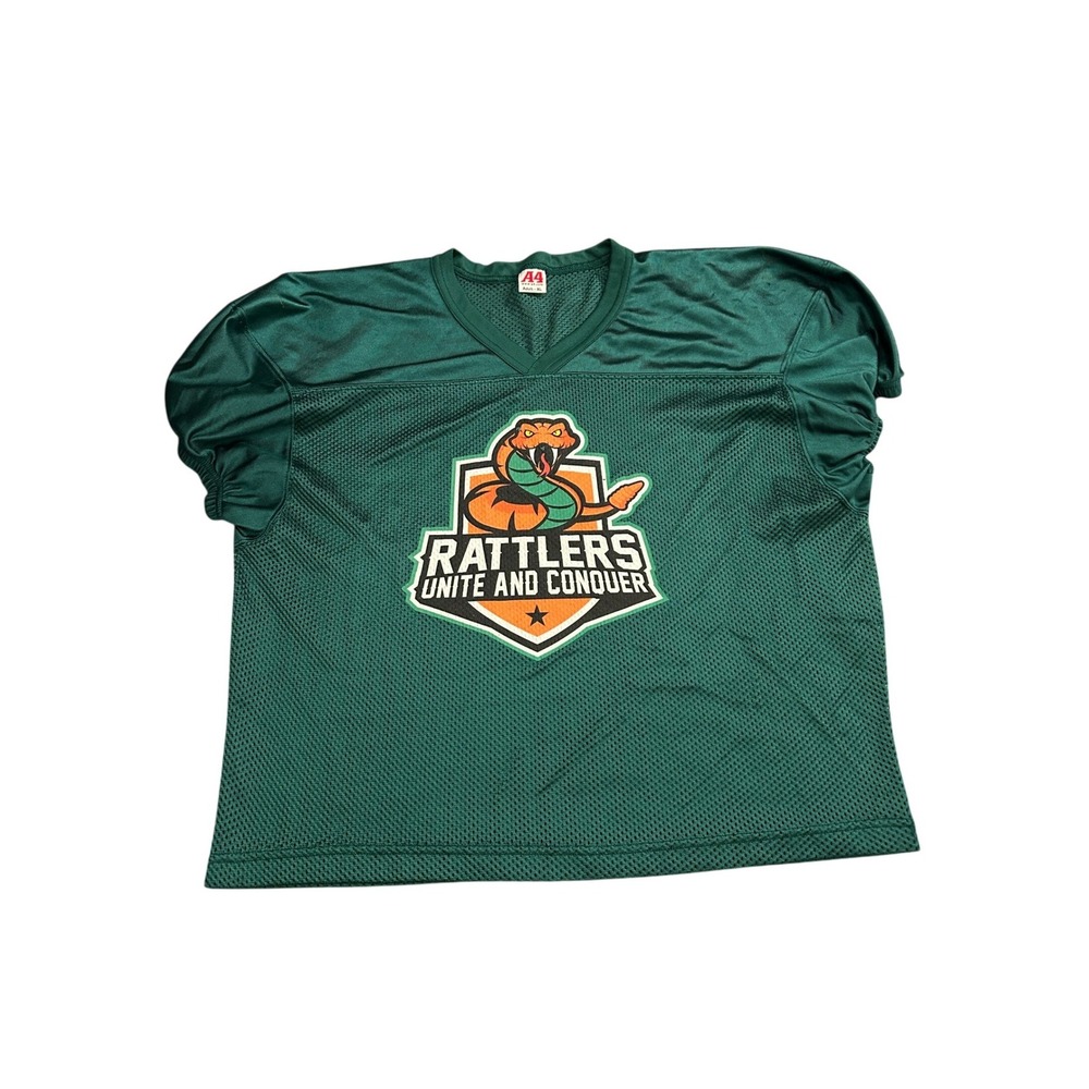 Vintage A4 Rattlers Practice Jersey Mens XL Green Excellent Mesh Football Shirt